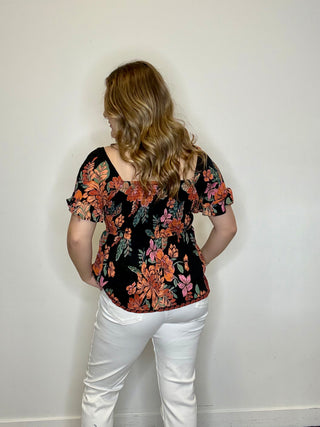 V-Neck Short Sleeve Twist Front Top