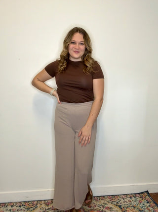 Light Mocha Woven Airflow Pants