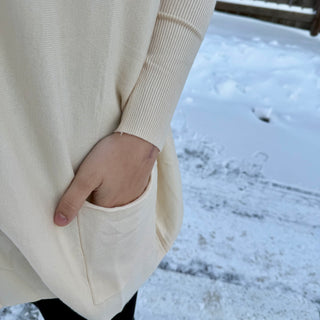 Ivory Oversized Sweater with Pockets