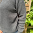 Charcoal Long Sleeve Round Neck Waffle Knit Sweater