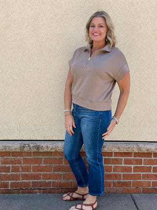Cocoa Half Zip Short Sleeve Pullover