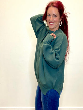 Ash Jade Side Slit Oversized Sweater
