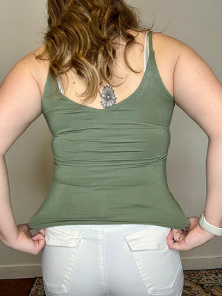 Olive Double Layered V-Neck Cami