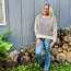 Navy Two Tone Crew Neck Sweater