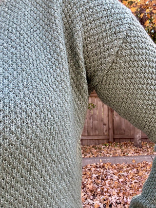 Dark Sage Textured V-Neck Pullover Sweater