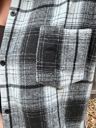 Plaid Sherpa-Lined Button Down Shacket
