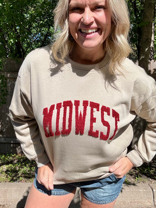 Tan "Midwest" Fleece Sweatshirt