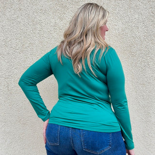 Hunter Green Basic Round Neck Long Sleeve