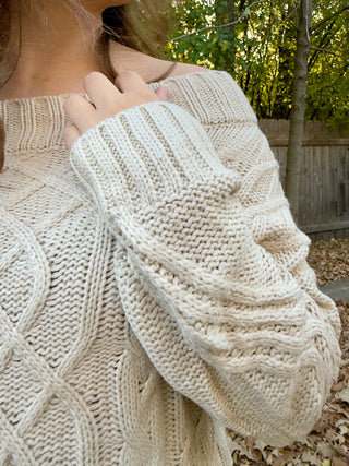 Cableknit Off Shoulder Sweater