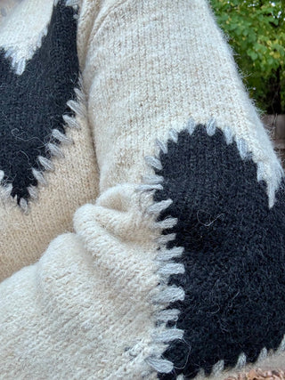Long Sleeve Heart Patch Knit Sweater