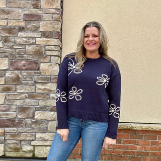 Flower Stitch Embroidered Sweater