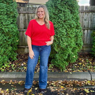 Ruby Short Sleeve V-Neck Dolman Sweater