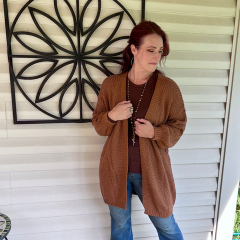 Brown Chunky Long Oversized Cardigan