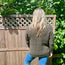 Olive Long Sleeve Round Neck Waffle Knit Sweater