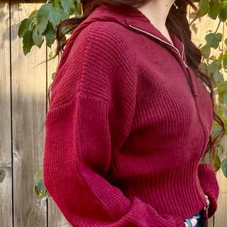 Cabernet Collared Zip Up Sweater