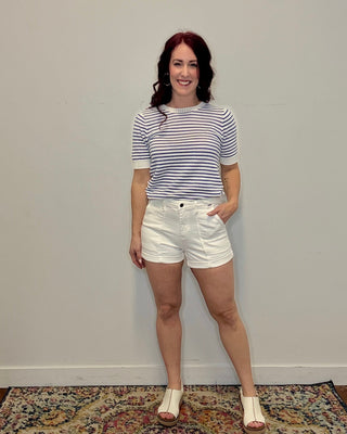 Judy Blue High Rise White Jogger Shorts
