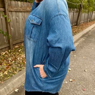 Risen Medium Wash Oversized Denim Shirt