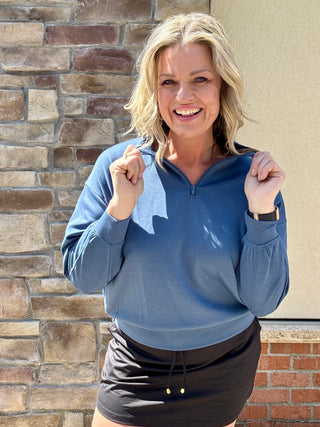 Dusty Blue Half Zip Pullover