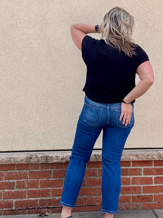 Black Textured Sweater Vest Top