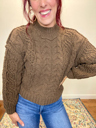 Brown Cable Knit Sweater