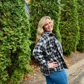 Double Lined Plaid Hooded Zip Up