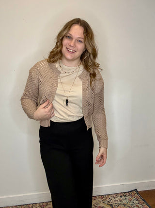Mocha Crochet Cardigan Sweater