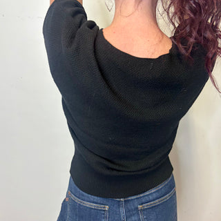 Black Short Sleeve V-Neck Dolman