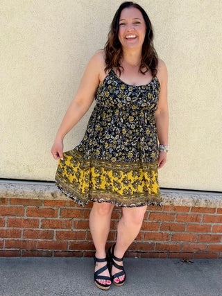 Paisley Border Mini Dress
