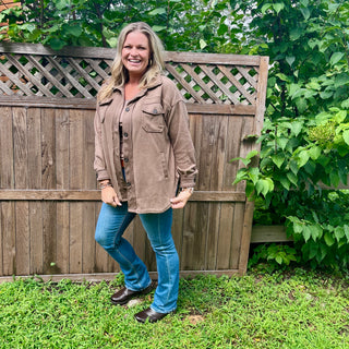 Mocha Oversized Fleece Shacket