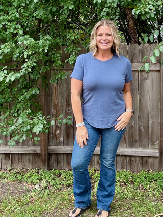 Ocean Blue Curve Pima Cotton Tee