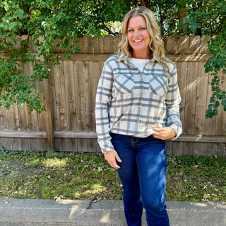 Grey and Charcoal Plaid Button Up