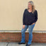 Black Front Seam V-Neck Sweater