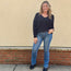 Black Front Seam V-Neck Sweater