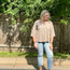 Mocha Waffle Knit 3/4 Sleeve with 3 Button Details