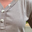 Mocha Waffle Knit 3/4 Sleeve with 3 Button Details