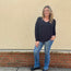 Black Front Seam V-Neck Sweater