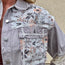 Grey Long Sleeve Button Up with Floral Details