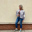 Grey Long Sleeve Button Up with Floral Details