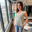 Gray Tank with White Lace Sleeve Detail