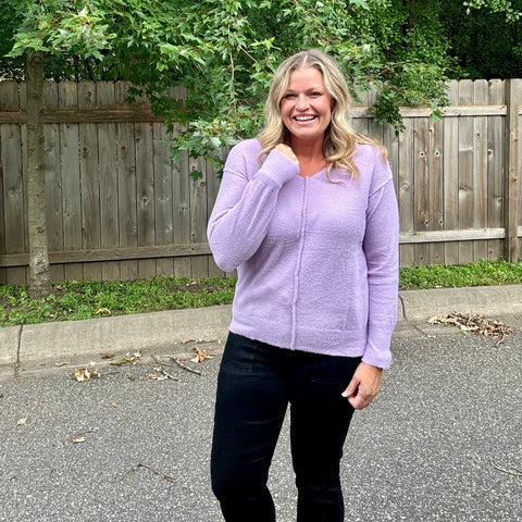 Lilac Soft Outseam V-Neck Sweater