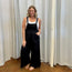 Black Linen Wide Leg Overalls