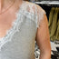 Gray Tank with White Lace Sleeve Detail