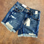 High Waisted Rigid Front Stretch Back Distressed Jean Short