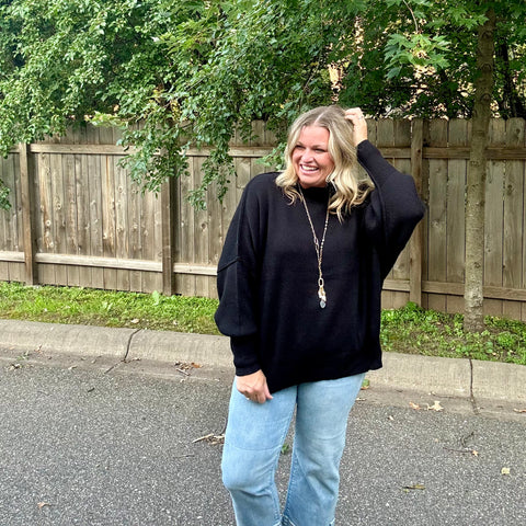 Black Oversize Dolman Sweater