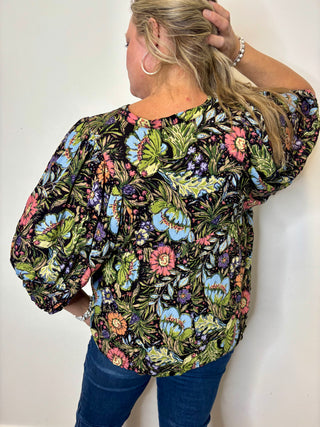 Boho Floral 3/4 Sleeve Blouse