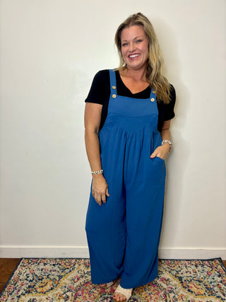 Denim Blue Button Sling Jumpsuit