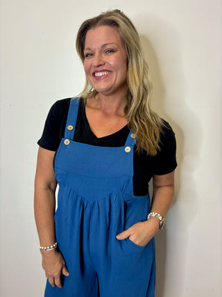 Denim Blue Button Sling Jumpsuit