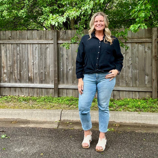 Black Oversized Button Up