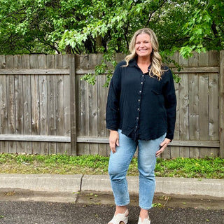 Black Oversized Button Up