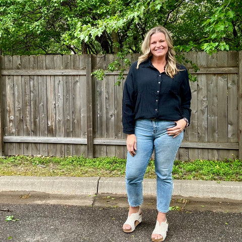 Black Oversized Button Up